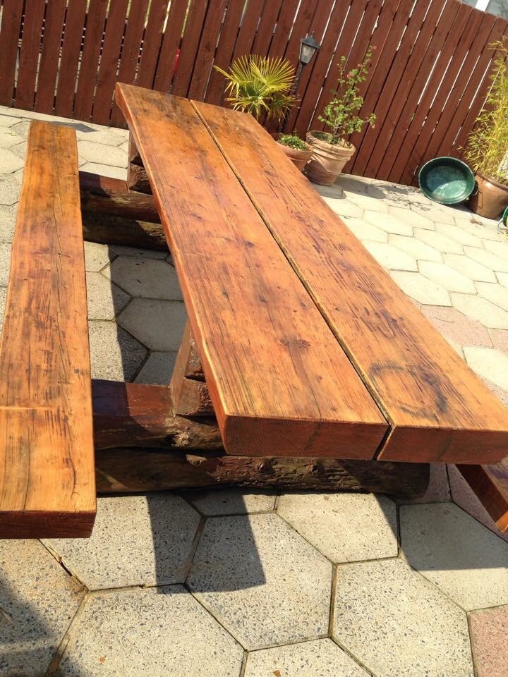Garden picnic bench/table/sleepers/tree trunks in Moira, County