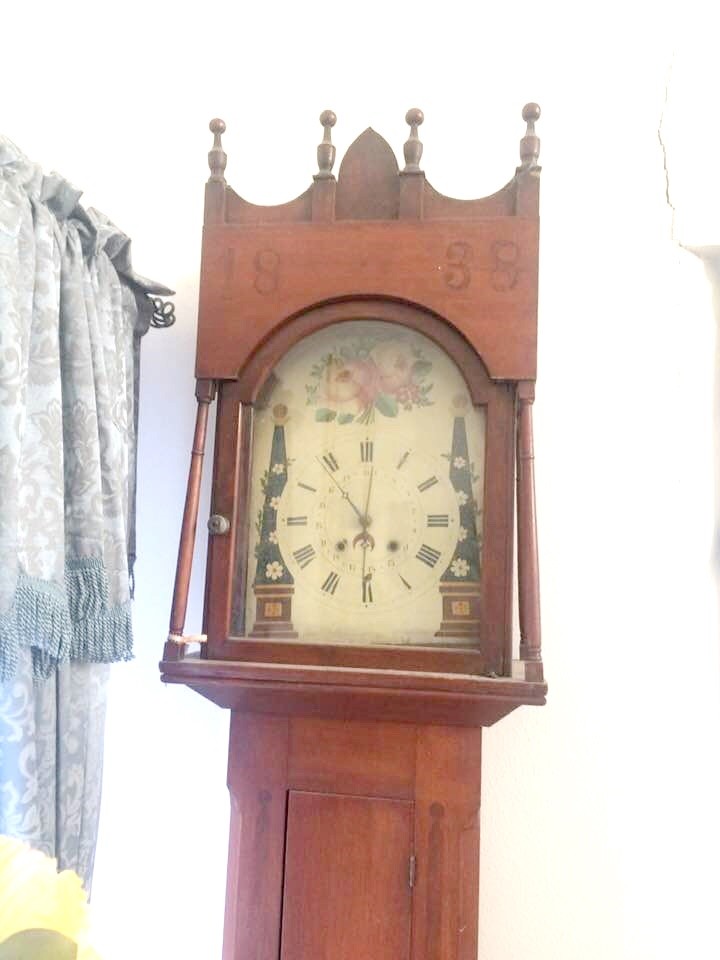 1838 Cherry Tall Case 8' Grandfather Clock Possibly Made by Emanuel Meily PA