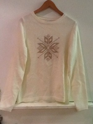 Croft & Barrow Cream Ivory Sweater With Snowflake Ladies Womens Size M NWT New