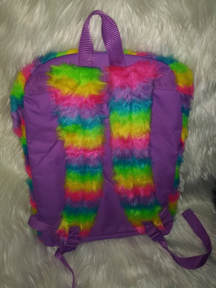 Wonder Nation Plush/Fuzzy Rainbow/ Multicolor Backpack! One Size!