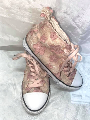 PIZZO RICAMO Scarpe Ginnastica Sneakers Alte Donna Rosa Shoes