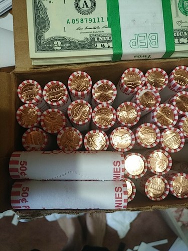2018 Penny Rolls New sealed FREE $2 bill with purchase of (5) or FREE SILVERDIME