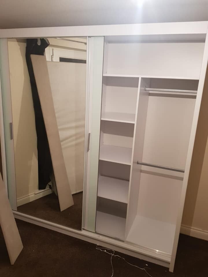 Cheapest Wardrobe with 2/3 Sliding Full Mirror Doors Wardrobe Sale