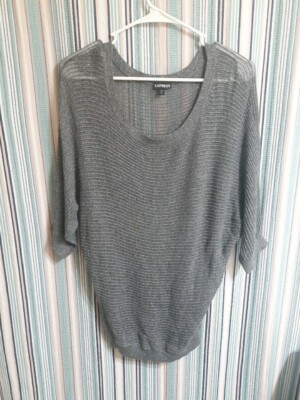 Express Women's Size Medium Sparkly Cutout Sweater Lightweight Mesh