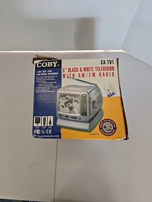 COBY CX-TV1  Compact Portable 5'' Black & White Television with AM/FM Radio.