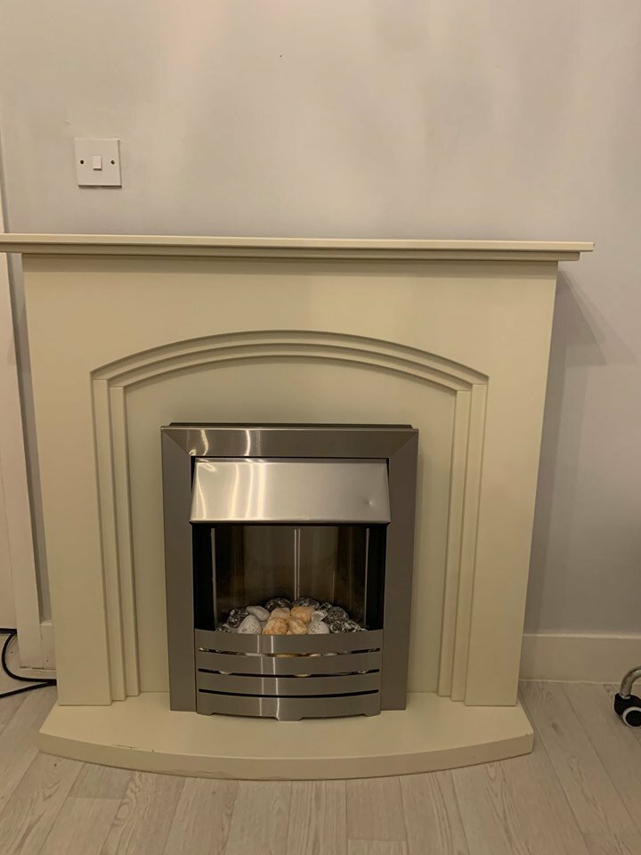 Adam Truro Fireplace Suite in Ivory with Helios Electric Fire, 2000