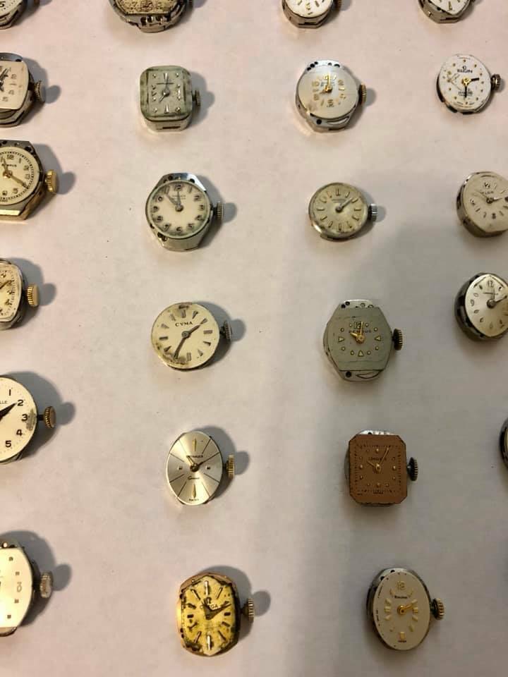 Lot of 50 Watch Movements for Parts Steampunk Gruen Hamilton Bulova and More!