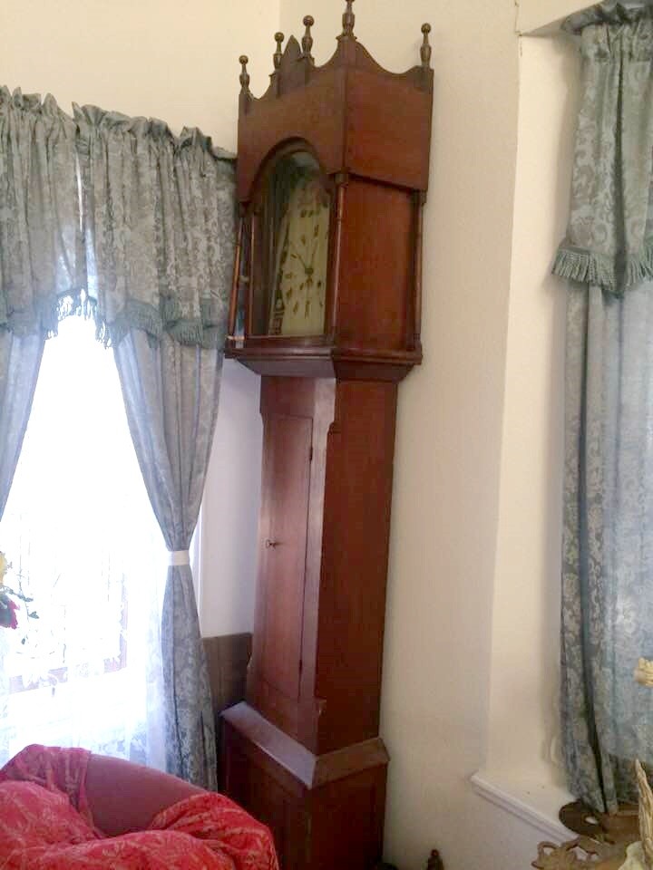 1838 Cherry Tall Case 8' Grandfather Clock Possibly Made by Emanuel Meily PA