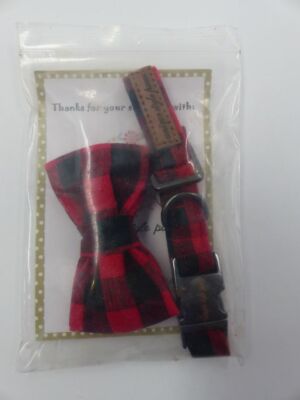 UNIQUE STYLE PAWS B075GSDLB2 RED PLAID DOG/CAT COLLAR WITH BOWTIE SIZE XS