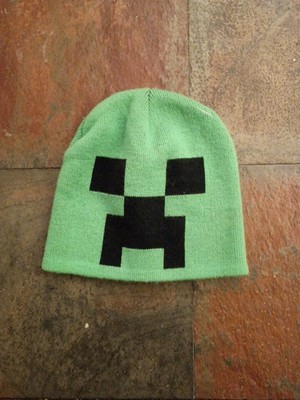 JINX Minecraft Creeper Face Knit Beanie Green Kids o/s
