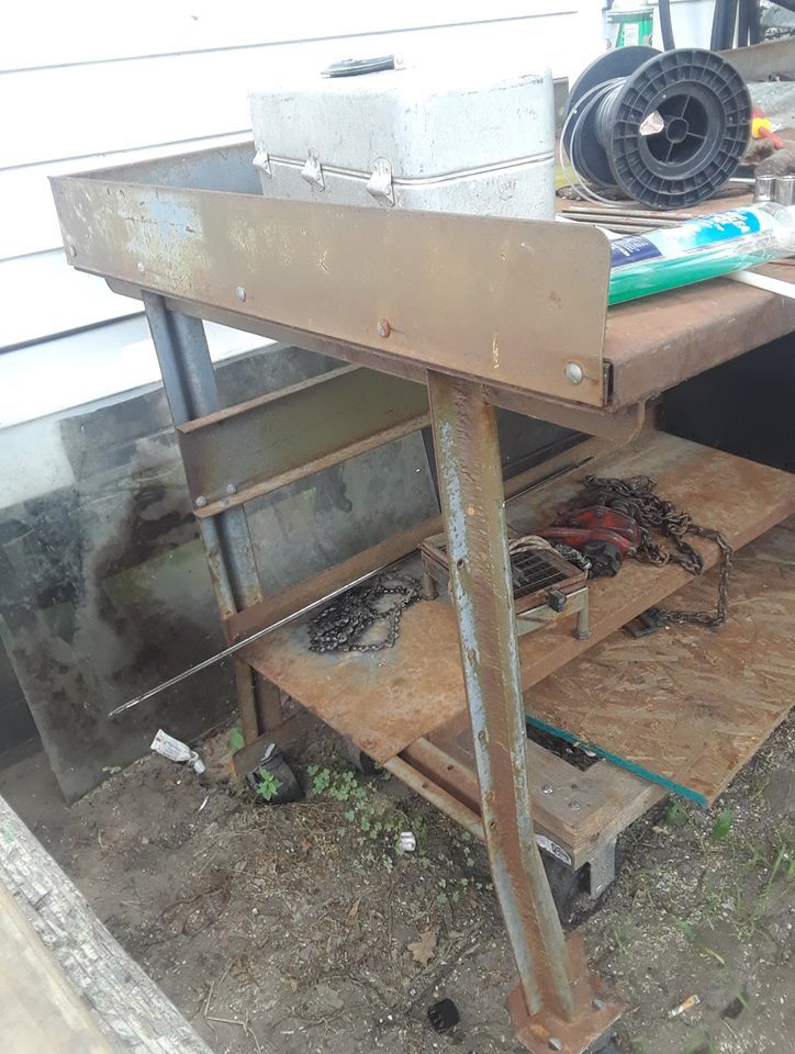 VINTAGE  6 FOOT HEAVY DUTY-STEEL WORK BENCh