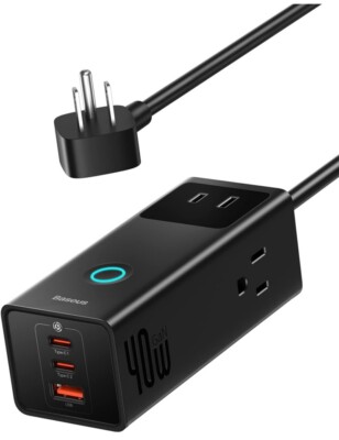 Baseus Power Strip Surge Protector 1200J, PD 40W USB C charger Extension Cord