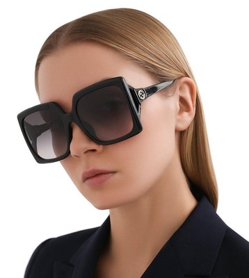 Pre-owned Gucci Gg0876s-001 Black Black Grey Sunglasses In Gray