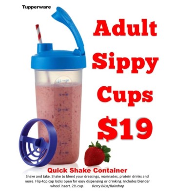 Tupperware Quick Shake Container Measuring Cup 20oz Blue BPA FREE Protein Milk