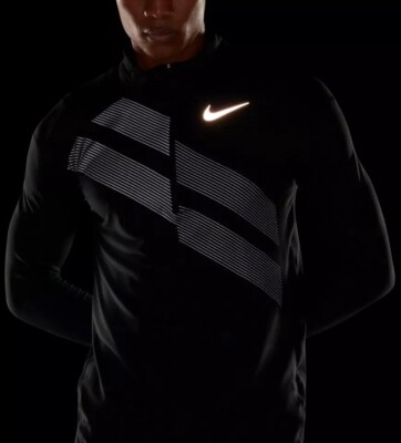 New Nike ELEMENT MEN'S RUNNING TOP BLACK Dri Fit 857822-010 Mens Large
