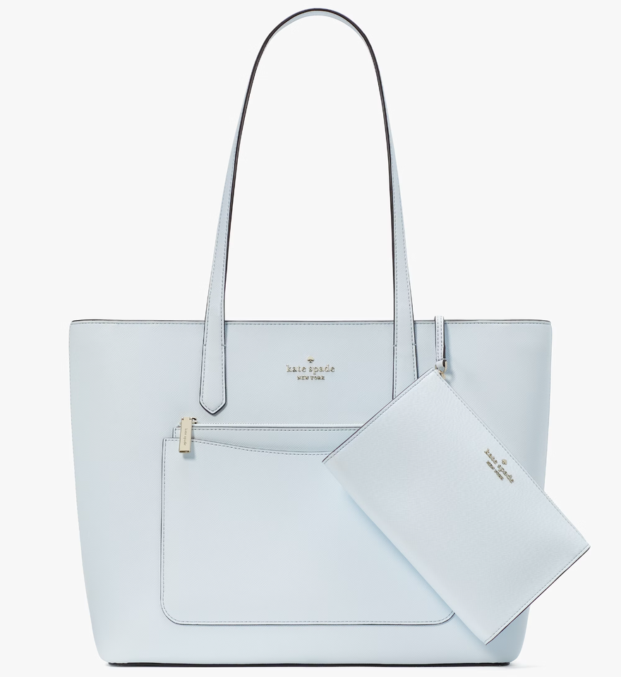 MATOWAちゃんさん専用kate spade バッグ A4 ホワイト Kate Spade Staci Large Tote + Wristlet + Pouch Pale Blue