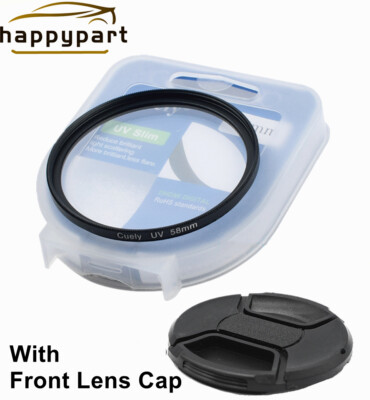 58mm HD UV Filter With 58mm Front Lens Cap Cover for All Camera Lens Protection
