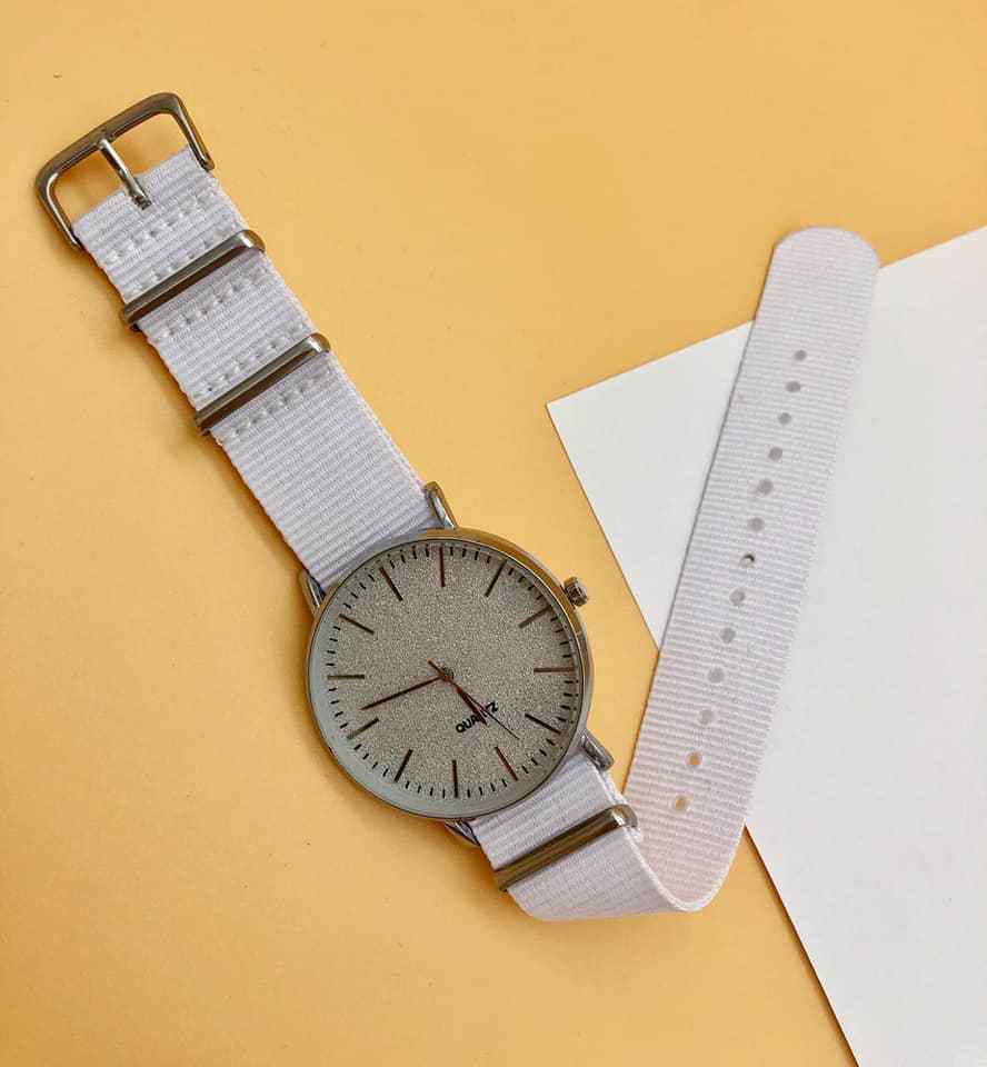 Orologio Da Polso Unisex Analogico Quarzo Fashion Casual Glitter Bianco lac