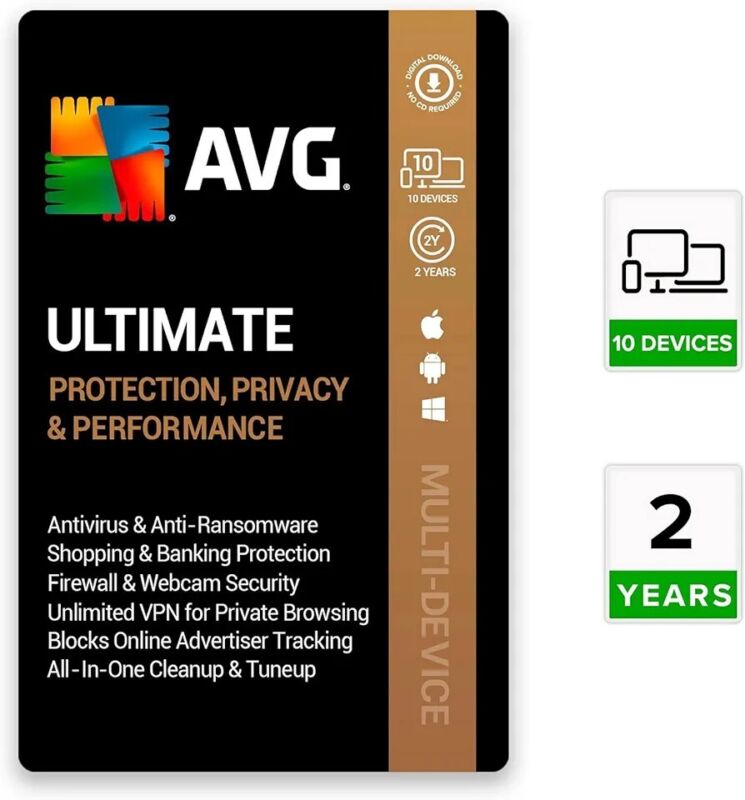 AVG Ultimate Security 2023 10 Devices 2 Years