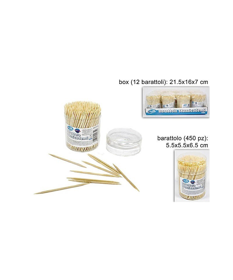 Barattolo Da 450 Pezzi Stuzzicadenti In Legno Doppia Punta Cucina Denti dfh