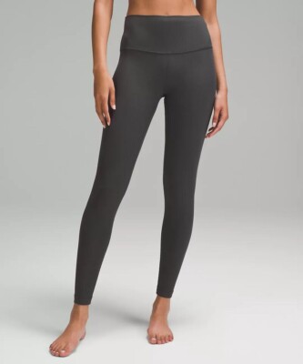 Lululemon Align LW5EU7S Women Sz 12 Graphite Gray Ribbed Hi-Rise 28'' Pants $118