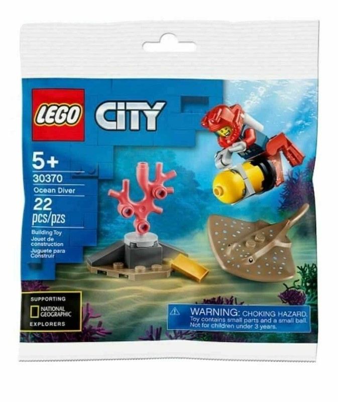 Lego City 30370 Ocean Diver w/Spotted Ray Polybag NEW