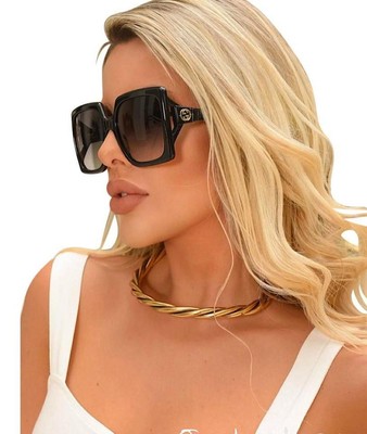 Pre-owned Gucci Gg0876s-001 Black Black Grey Sunglasses In Gray