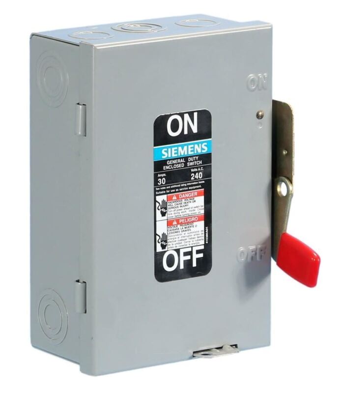 Gf221n Fusible 1-phase Safety Switch 30a 240v By Siemens