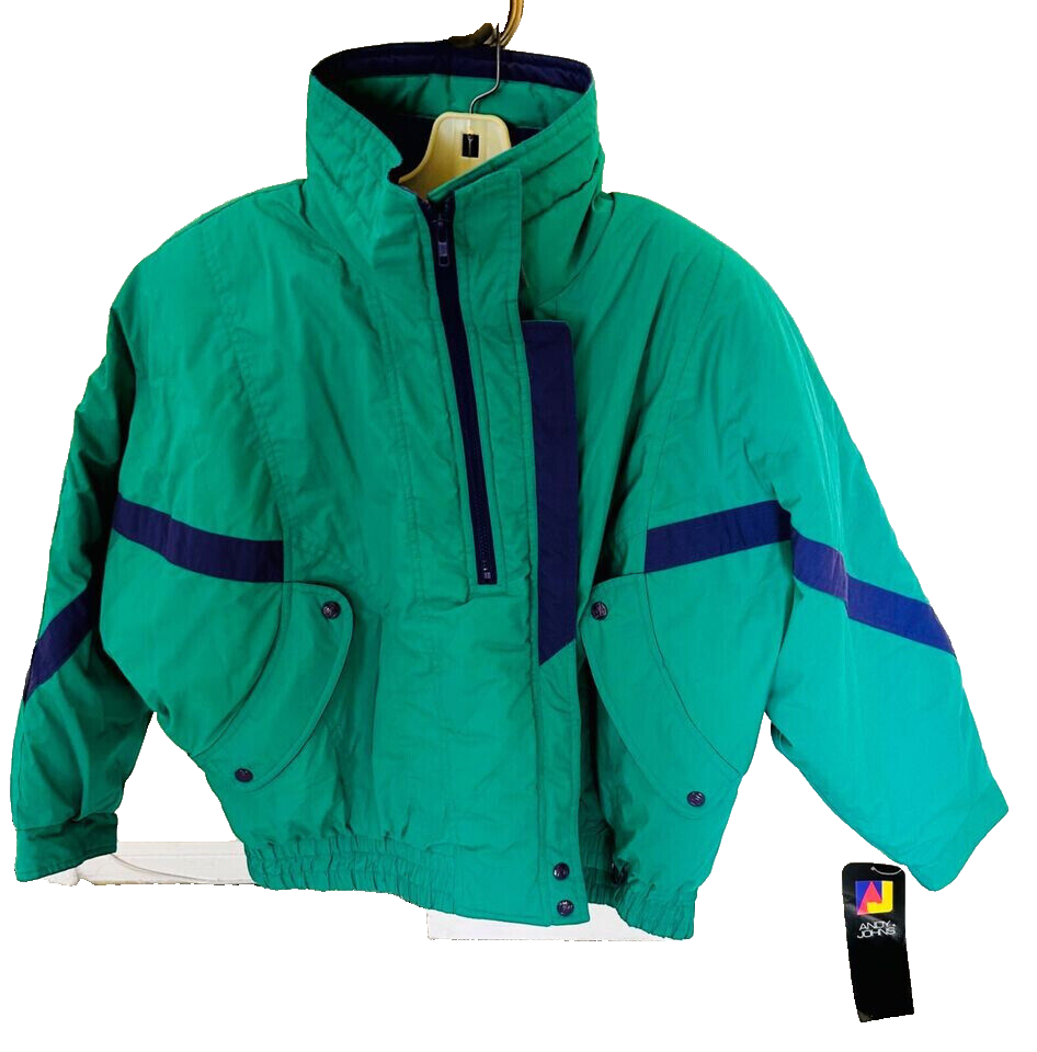 NWT VINTAGE Andy Johns GREEN Womens Puffy SKI Apres Jacket