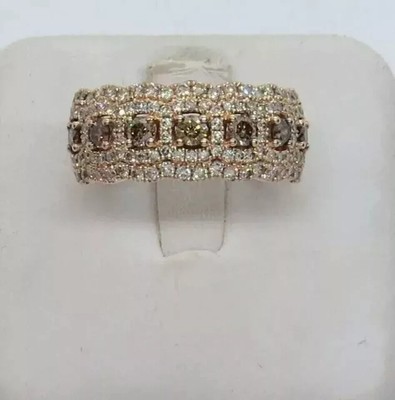 3Ct Round Lab-Created Chocolate/Diamond Halo Wedding Ring 14K Rose Gold Plated