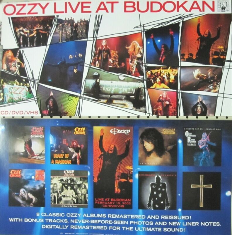 Ozzy Osbourne 2002 Live At Budokan 2 sided promo poster Flawless New Old Stock