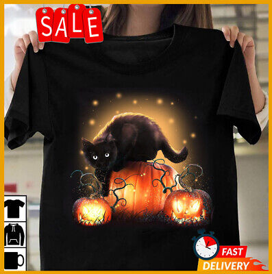 Black Cat Pumpkin Halloween Cat Light Cat Lovers T-shirt