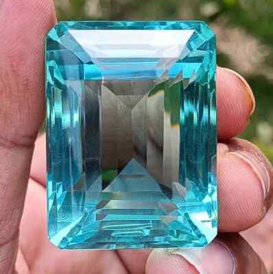 EGL Certified 106.55 Ct Natural Sky Blue Topaz Emerald Cut AAA+ Loose Gemstone
