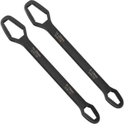 2Pcs Black Universal Wrench,8-22Mm Universal Torx Wrench,Double-Ended Self-Tight