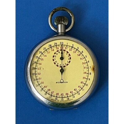 Vintage FEWA STOP WATCH SWISS COMPTEUR DE SPORT STADION FOR REPAIR Silver tone