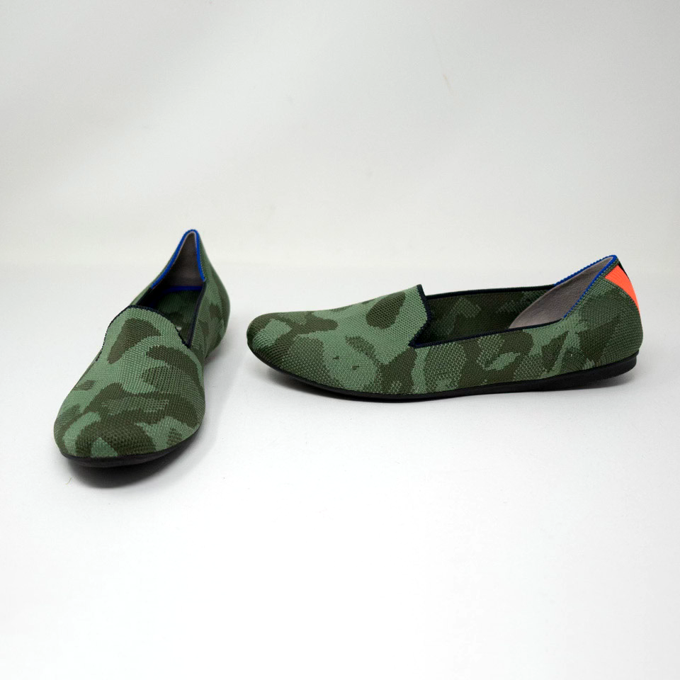 Rothy s Women s The Loafer Flat Knit Stretch Olive Camo Print Slip