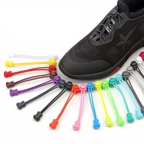 No Tie Shoelaces Elastic Lock Shoes Running Jogging Canvas Trainers Lazy Laces