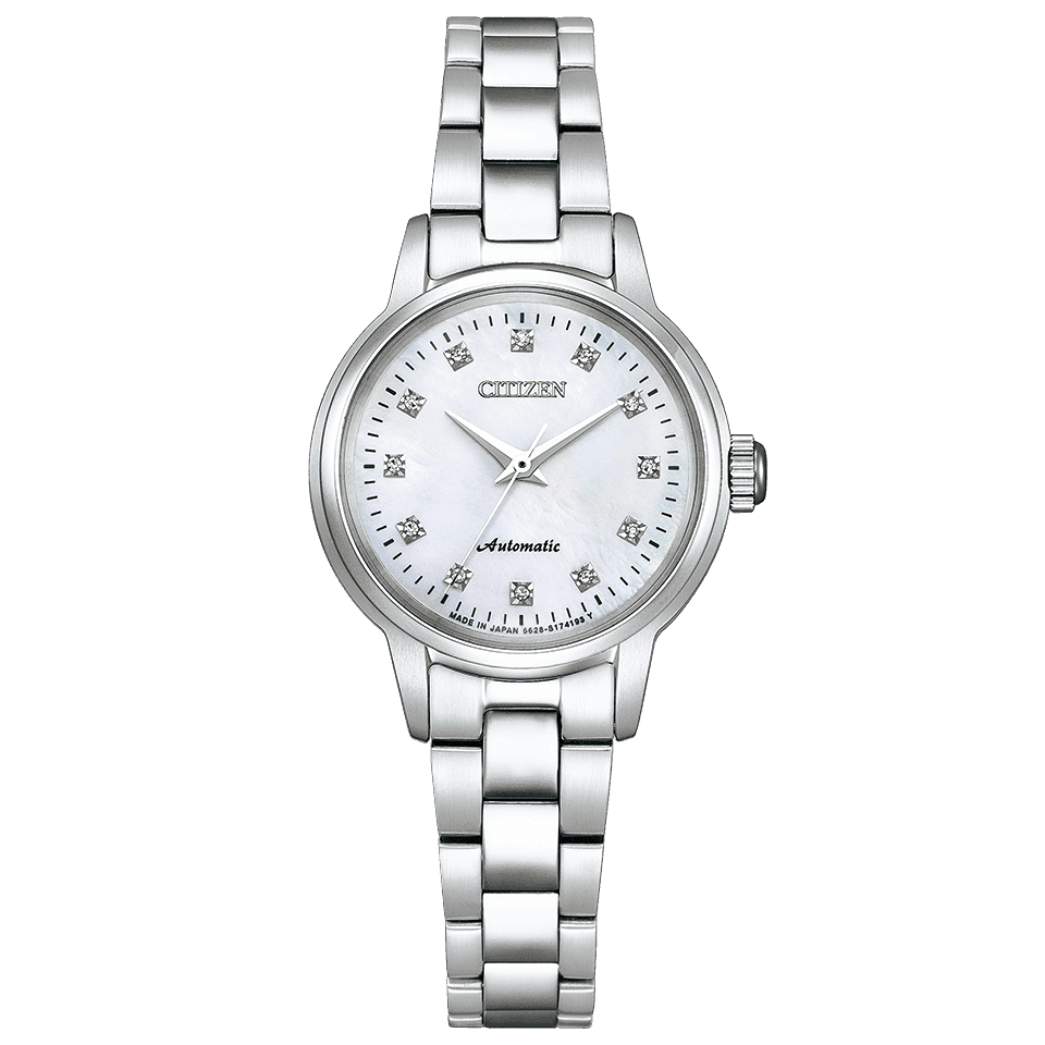 Pre-owned Citizen Collection Pr1030-57d Automatic Watch Silver Mother Of Pearl Dial 27.4mm