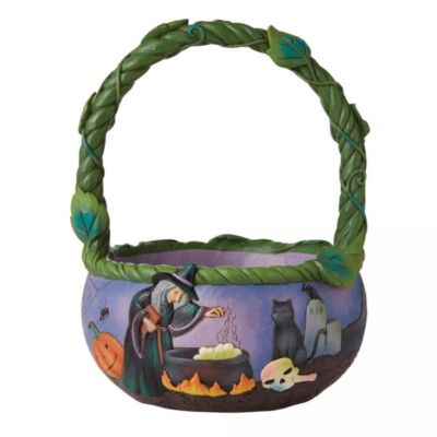 Jim Shore TWO SIDED HALLOWEEN BASKET-A FRIENDLY SCARE 6010839 BRAND NEW IN BOX