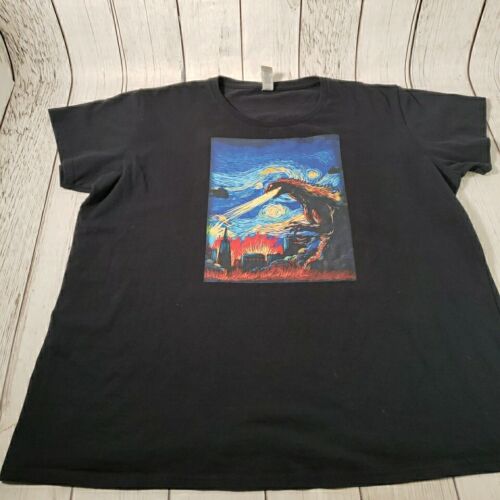Godzilla Starry Night Shirt Womens XXL Black Vincent Van Godzilla Starry Night Shirt Womens XXL Black Vincent Van