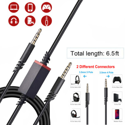 Replacement Cable Inline Mute Cord 2M Gaming Headsets For Astro A10 A40 Xbox PS4