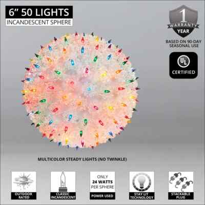 Starlight Sphere 6'' Hanging 50 Light Sphere Ball Christmas Bethlehem Lighting