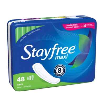 Stayfree Maxi Pads for Women Super - Dry, Cool, and Comfortable, 48 Count