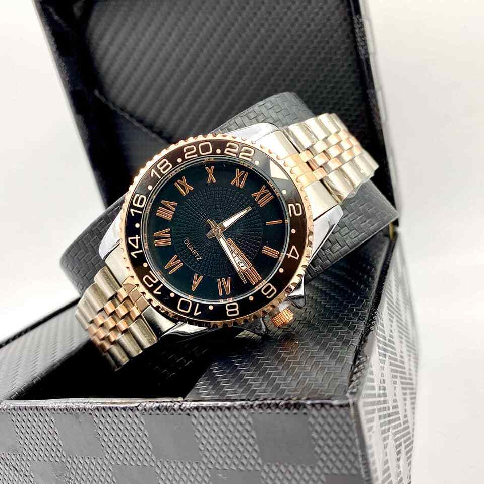 Orologio Da Polso ZCC 1070 Uomo Quarzo Data Elegante Bicolore