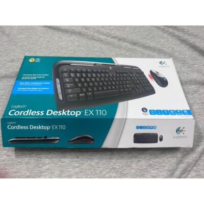 LOGITECH CORDLESS DESKTOP EX 110 KEYBOARD & MOUSE TESTED ORIGINAL PACKAGING