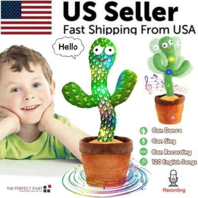 Dancing Cactus Repeat Talk Sing Glow Interactive Plush Toy for Kids New+
