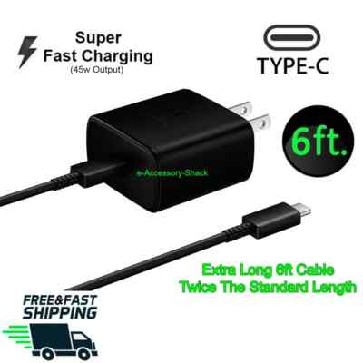 45w USB-C Super Fast Wall Charger+6ft Cable For Samsung Galaxy S23 S22 S21 S20