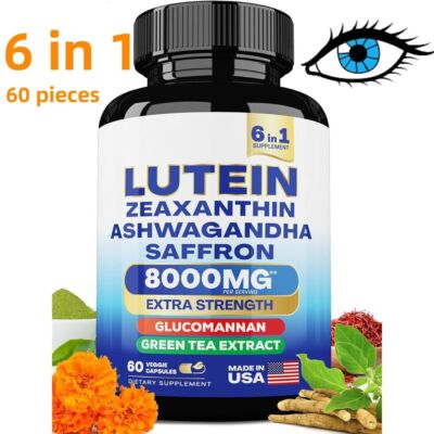 Lutein and Zeaxanthin Supplements 8000 MG Vitamins with Saffron for Eye Health
