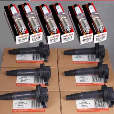6PCS Motorcraft Ignition Coil DG520 + Spark Plug SP520 For 10-14 Edge 3.7L UF553