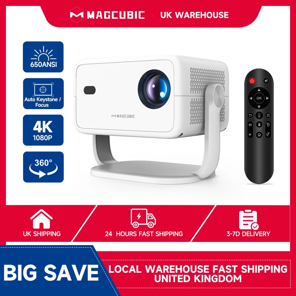 Magcubic 4K Android11 L018 Projector 650ANSI Auto Focus & Keystone 1080P 360° Ro